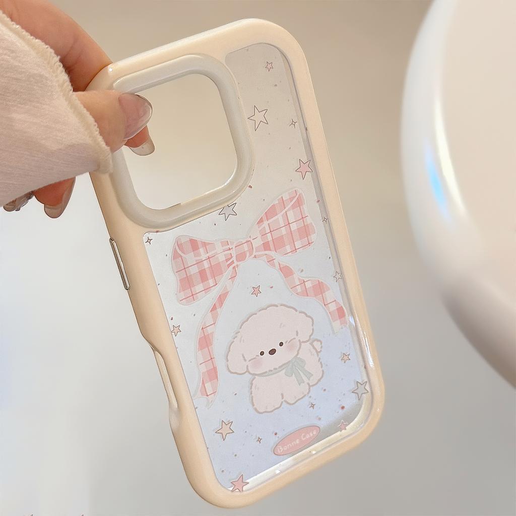 Девушка Мультяшный Подходит для IPhone 16 Apple 15 Чехол для мобильного телефона 14 ProMax Бант Щенок 12 Противоударный 13 Жесткий