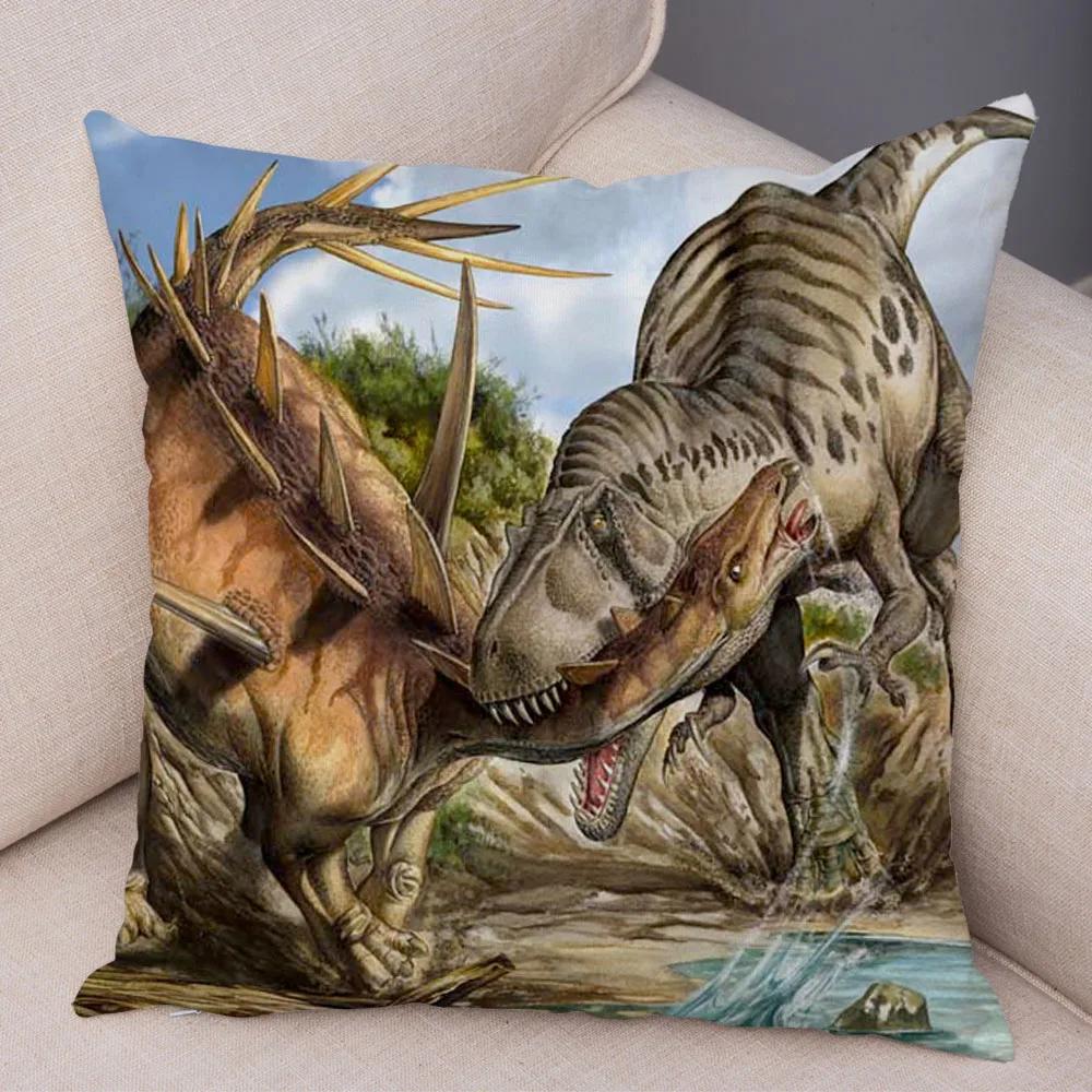 Car Sofa Home Pillowcase Jurassic Dinosaur Cushion Cover Decorative Wildlife Print