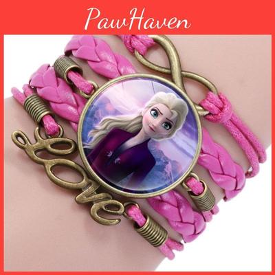 Браслет Эльза Принцесса Время Камень Многослойный Мультяшный Розовый Плетеный Браслет Для Детей