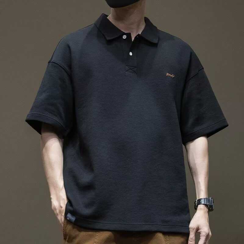 Японская винтажная дышащая влагоотводящая мужская рубашка поло свободного кроя - немнущаяся повседневная спортивная рубашка с коротким рукавом и воротником