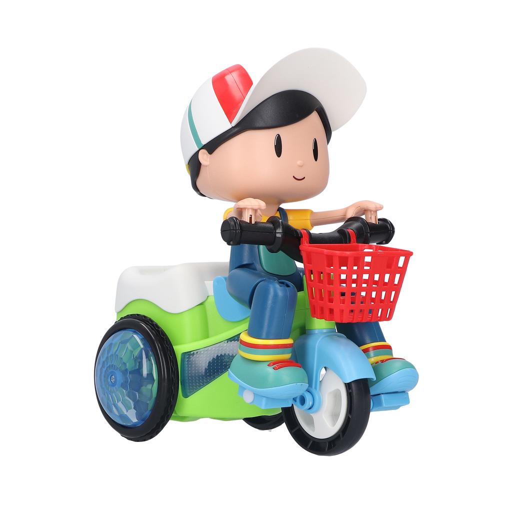 Электрический трюковой трехколесный велосипед игрушка для детей Вращающиеся на 360 градусов транспортные средства игрушка со светом и звуком (зеленый)Маленький мальчик