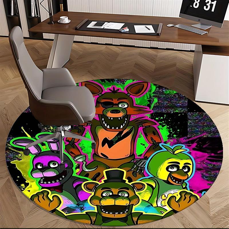 Five Nights at Freddy's, FNAF Коврик под стул Круглый ковер Ковер для офиса, Машинная стирка, Нескользящий, Подходит для гостиных, спален