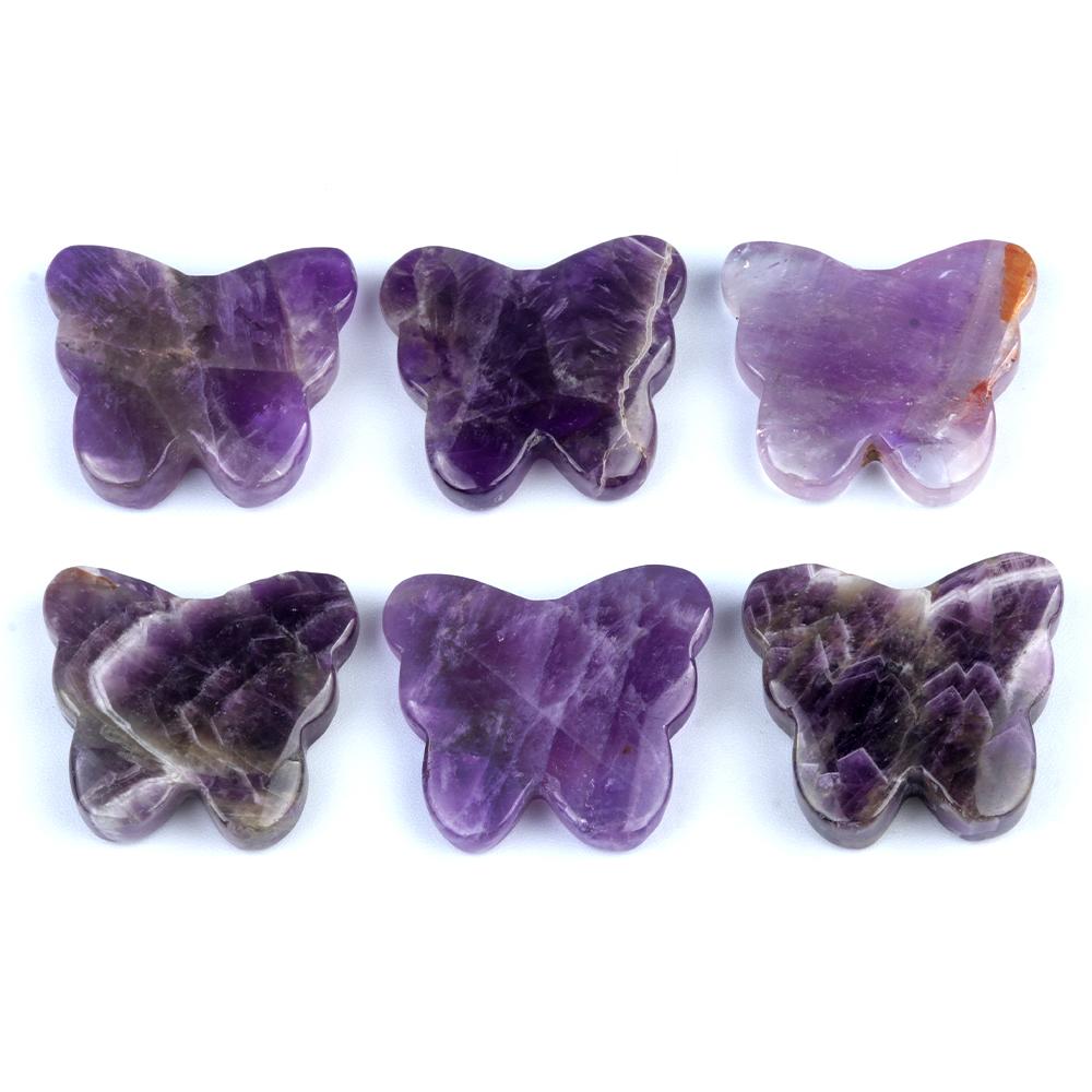 1Pc Reiki Healing Crystal Carved Butterfly Ornament Decoration,Natural Stone Gemstone Energy Generator for Home Decor Jewelry Gifts 32-35x26-30 Mm