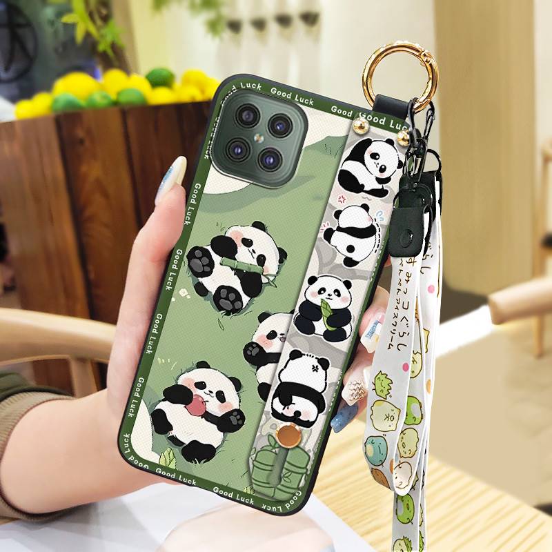 Durable Cute Phone Case For Cubot C30 Wrist Strap Anti-knock Cartoon Anti-dust Fashion Design Kickstand Waterproof Panda