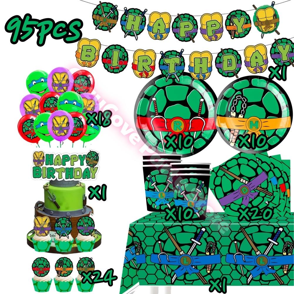 Cartoon Turtles Birthday Party Decoration Favors Cups Plates Stickers Bunting Flag Balloons For Kids Favors Baby Shower Supplies