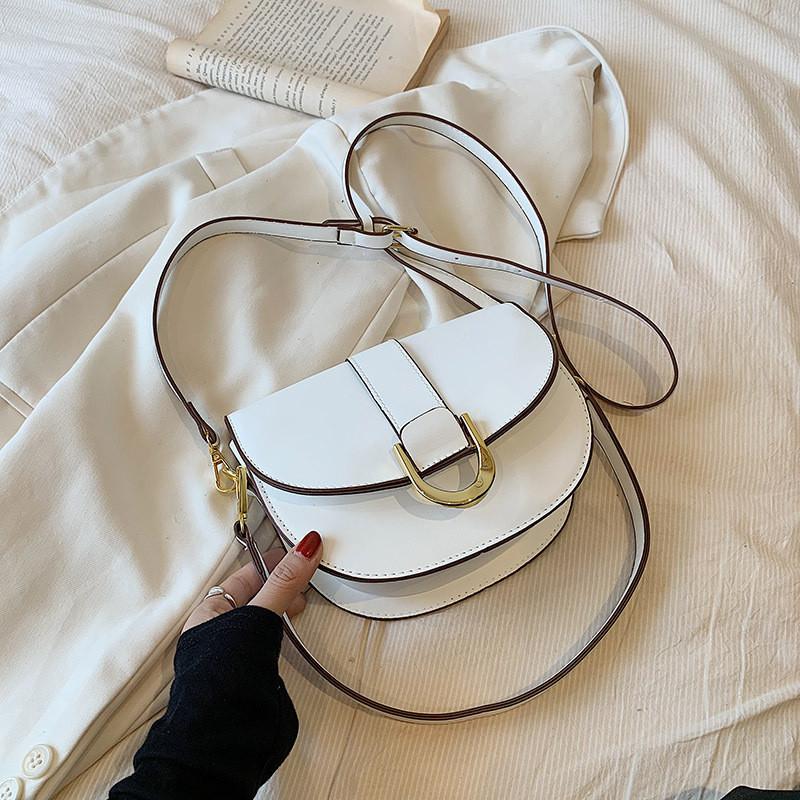 Trendy Vintage Saddle Bag For Women 2023 Fashionable Pu Shoulder Bag With Stitching