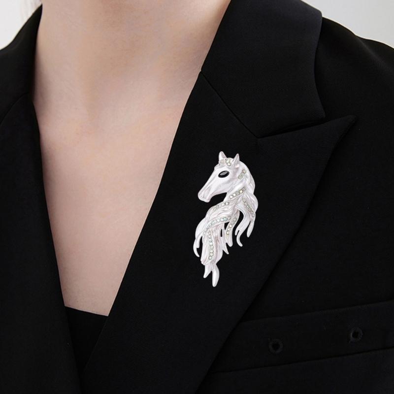 Handcraft Horse Head Brooch Portable Alloy Accessory for Casual Formal Outfits