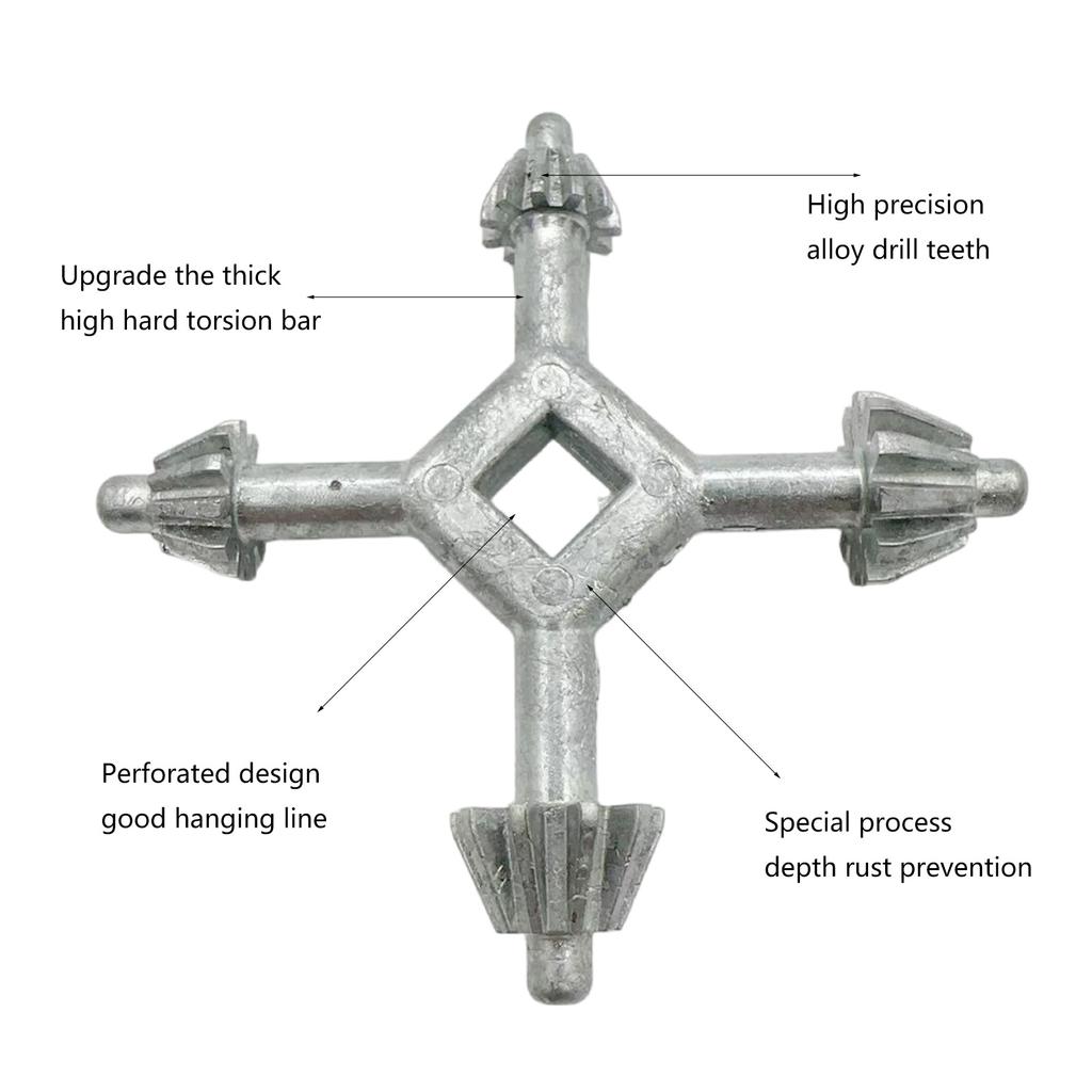 Versatile Four Headed Key Tool Portable Four In One Wrench Key Tool With Zinc Alloy Heads For Everyday Use