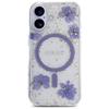 Etui do iPhone 16 Guess MagSafe Glitter Kwiaty Fioletowe