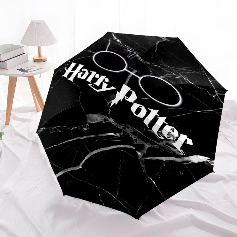 1pc Harry Potter Marble Background Umbrella with Plastic Handle,Suitable for All Seasons Travel Outdoor Multi-functional UmbrellaDCS034