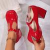 Women Pumps Designer Platform Mary Jane Shoes for Women Fashion Elegant Double Buckle Thick Heel Shoes Party High Heels Shoes