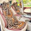 Bow Leopard Print Car Headrest Comfortable Breathable Car Seat Decoration Black Flower Plush Seat Cushion Cushion Back