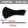 Self-locking Plastic Nylon Tie 100 PCS Black 5X300cable Tie Fastening Ring 3X200 Cable Tie Zip Wraps Strap Nylon Cable Tie Set