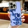 Blue Butterfly Aesthetics Plating Phone Case For Iphone 16 17 Pro Max Air 16E 14 15 Plus 12 13 Mini Anti-Fall Airabag Cover