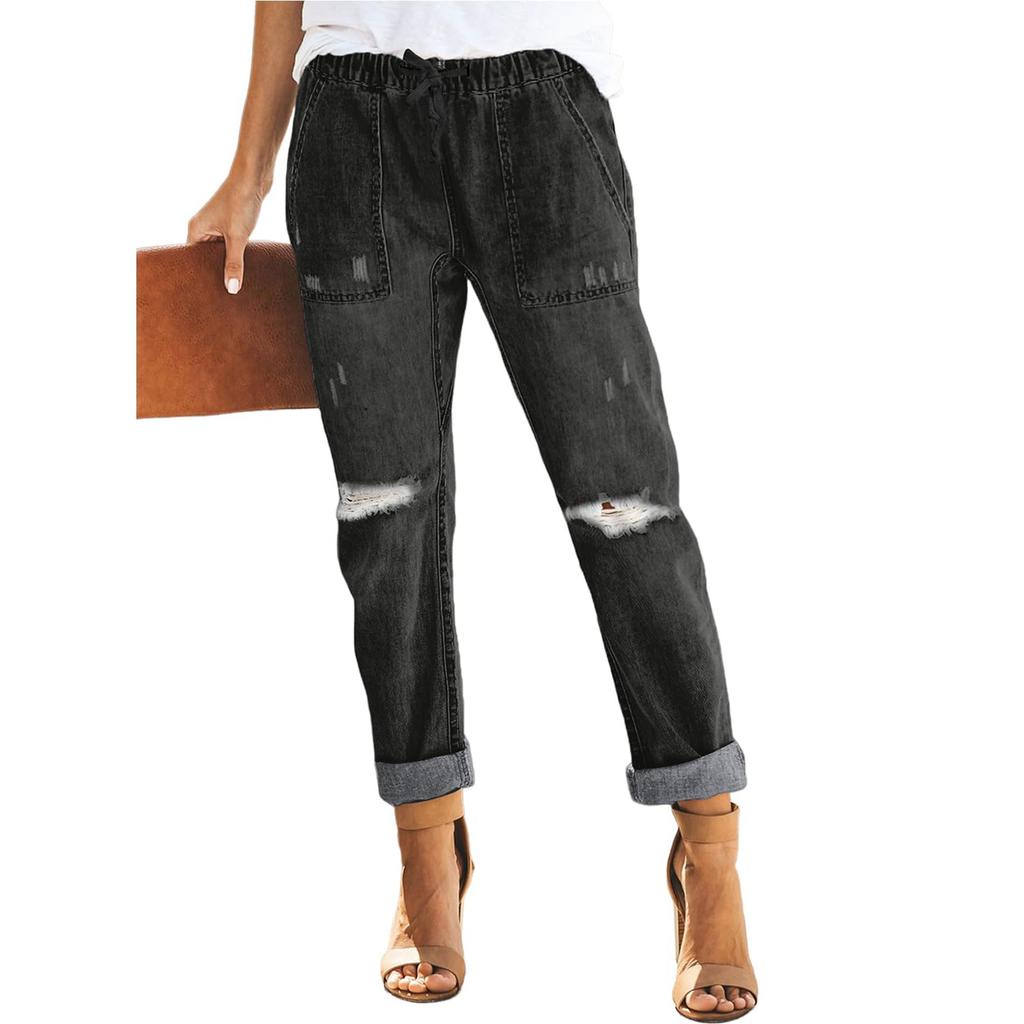 Women's Loose And Casual Trend Ripped Casual Fashion Straight Leg Jeans