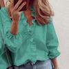Женская свободная блузка с рюшами и V-образным вырезом с длинным рукавом и повседневным фонариком
