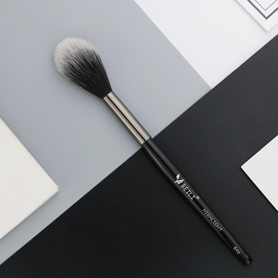 BEILI Black Long Handle Face Makeup Brushes Highlighter Synthetic Beauty Brush