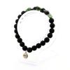Stones and Minerals. Myanmar Epidote Bracelet (Burma) + 8 Mm Matte Black Onyx Beads. Made In France.