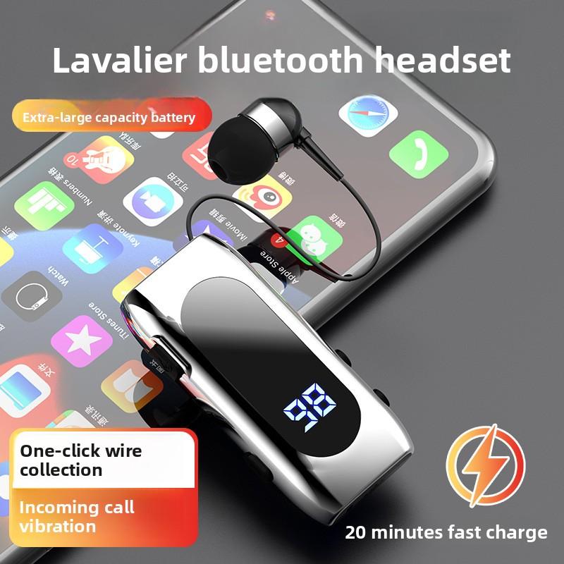 Admisitr Electric Vibration Bluetooth Headphones Lapel Type Telescopic Pull Cable,Smart Bluetooth Headphones, Sports Single-ear In-ear Type, Universal