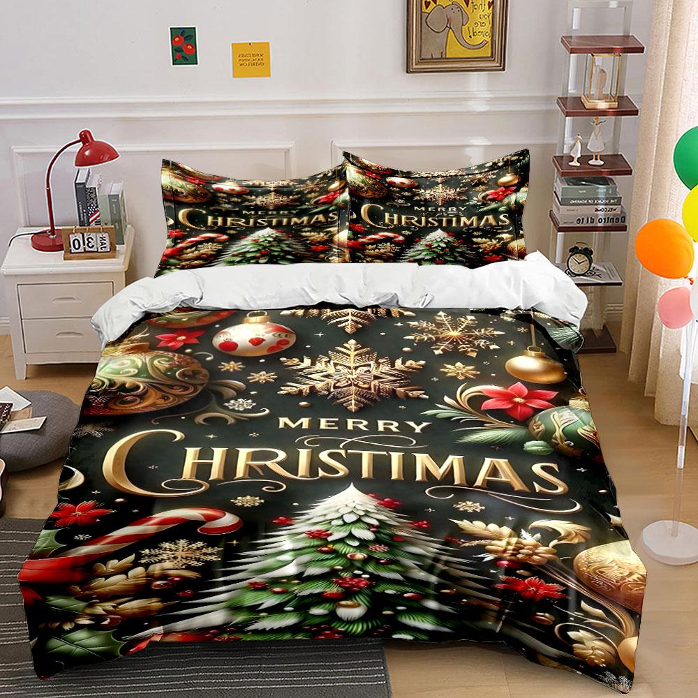 Golden festive elegance Bedding sets Duvet cover sets Duvet covers Pillowcases(1*Duvet Cover 2*Pillowcases without duvet insert)