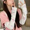 Женские летние рукава из ледяного шелка с УФ-защитой, японский стиль, удлиненные, свободного кроя, с цветочным узором, для вождения.