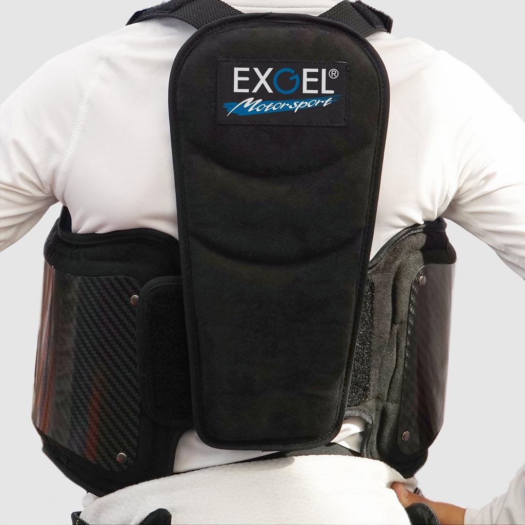 EXGEL Body Dry Carbon Vest Junior Gel Back and Side Shock Mesh Made in Protector, 17, Size, Black, Cushion, Support, Motorsports, Karting, Absorption,