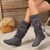 Mid-calf Women's Boots Winter New Platform Flat Shoes for Women Fashion Side Zipper Female Vintage Casual Ladies Riding Boot