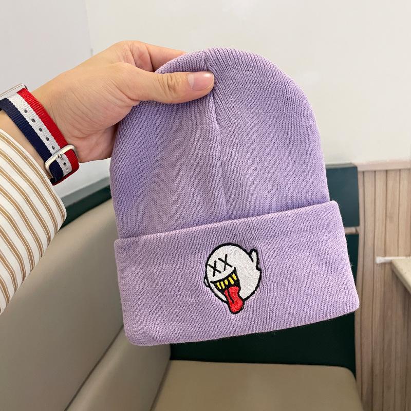 Шерстяные шапки для мужчин и женщин Японские Универсальные и Милые Теплые и Защищающие от холода Вязаные шапки для осени и зимы Шапки-пуловеры от холода
