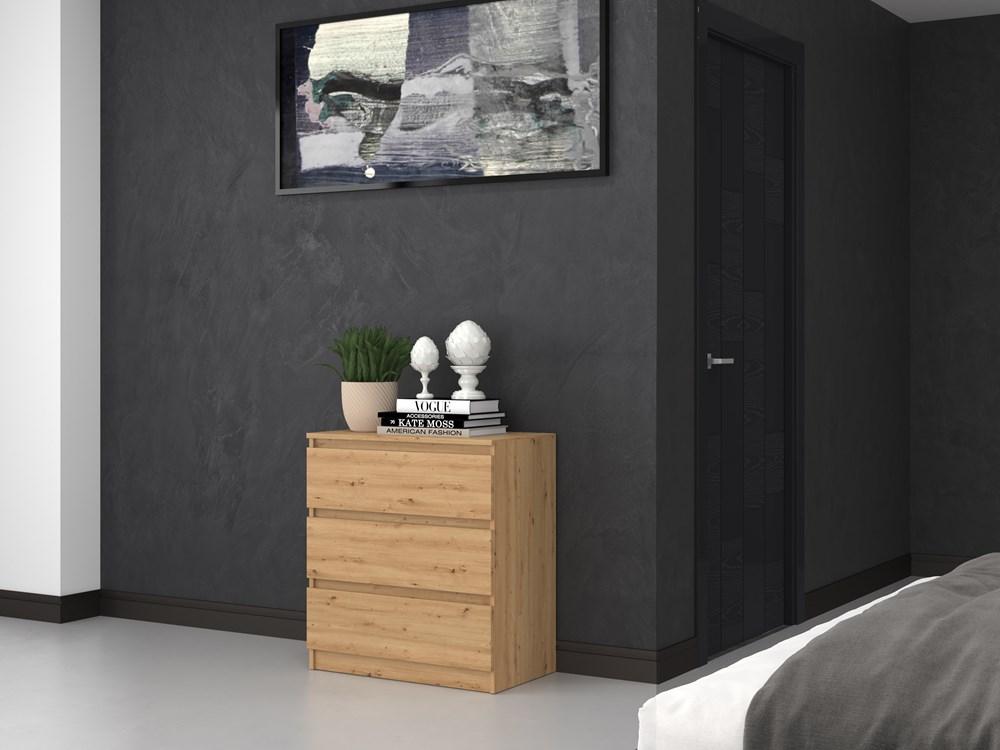 Chest Of Drawers Cabinet Shelving 3 Drawers M3 Colors Artisan Oak For Home For Office