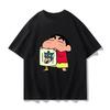 2026 Summer Comic Form Crayon Shinchan Image 100 Cotton Printed Oversize Casual Tshirt Adult Children Parentchild Top y2k