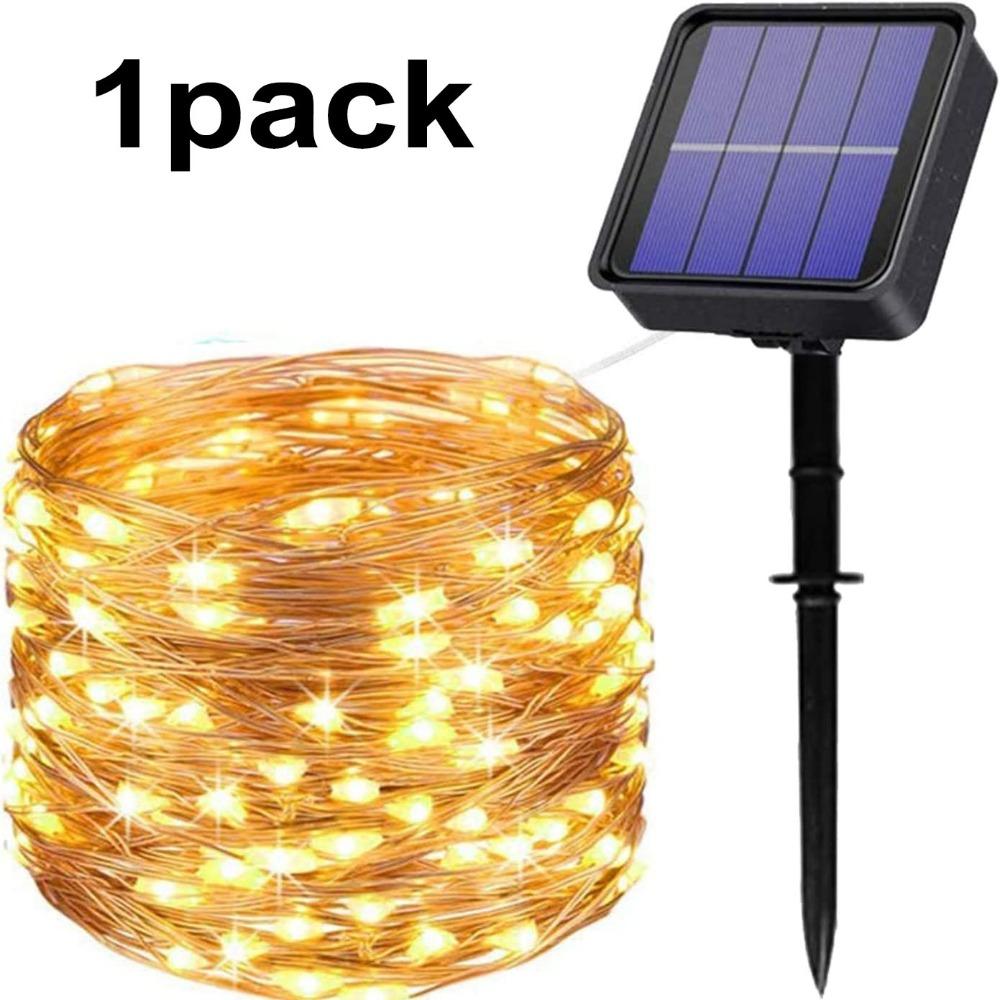 Солнечные гирлянды 300LED Солнечные гирлянды Наружные водонепроницаемые 8 режимов Мерцающий свет из медной проволоки