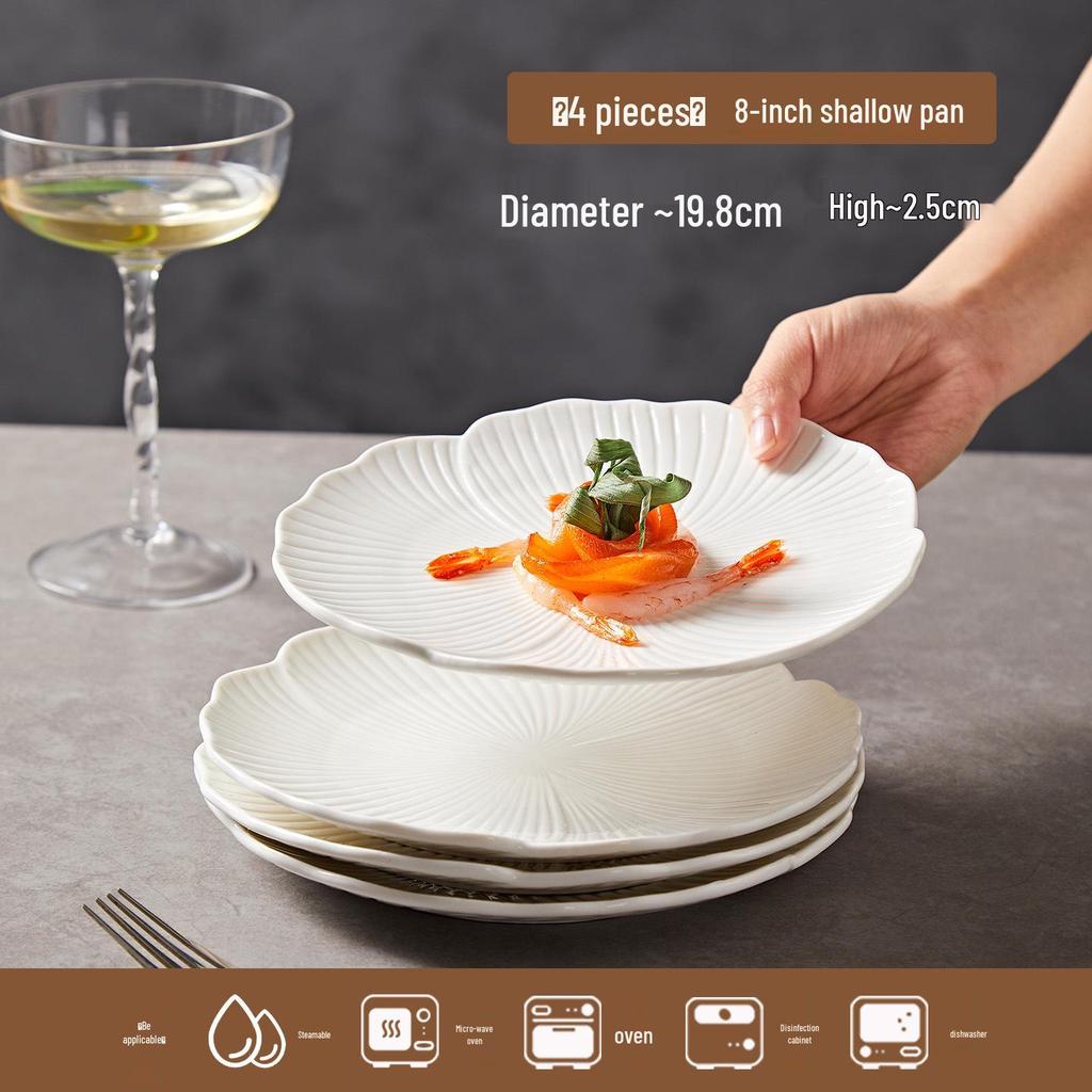 Набор белых керамических тарелок для супа и салата - Посуда в западном стиле для дома и отеля
