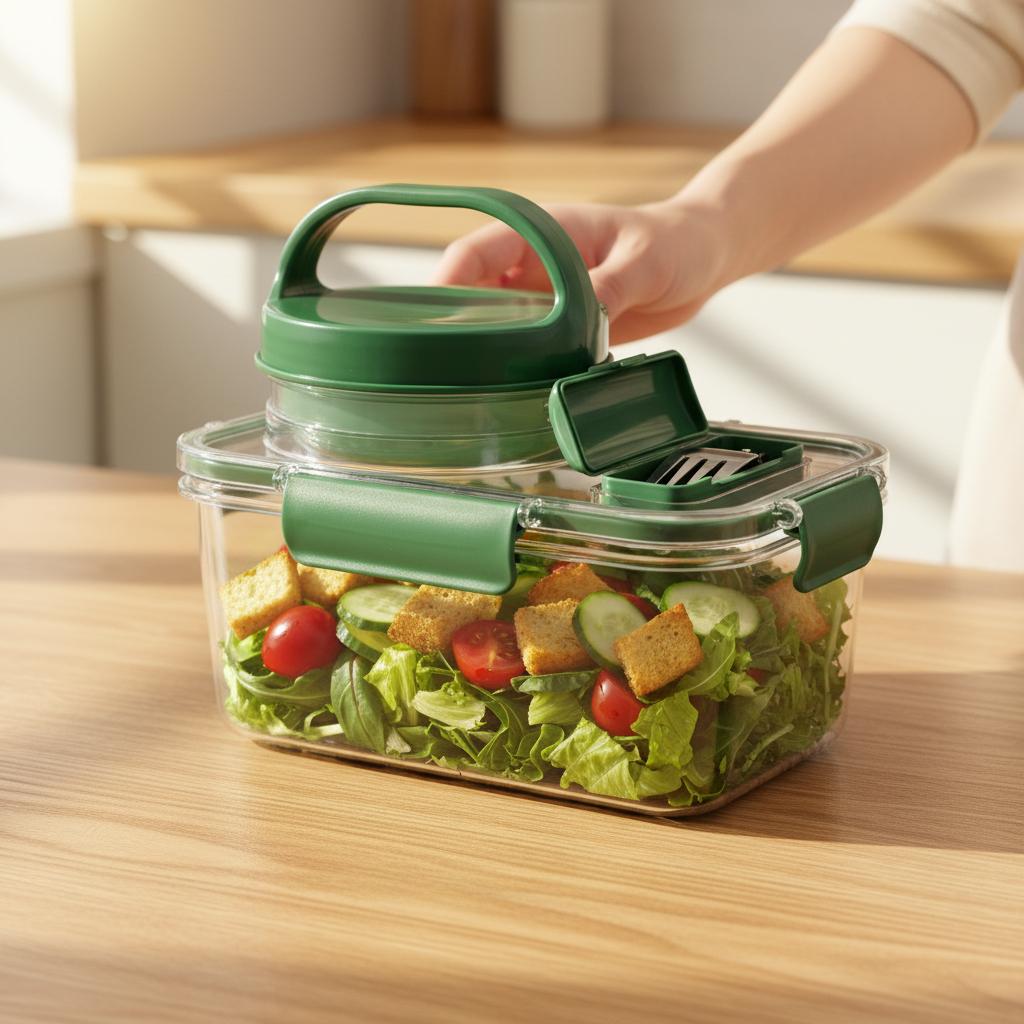 Salad Storage Jars Food Grade Sealed Containers For Kitchen Use With Stackable Design