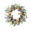Подсолнечный венок на дверь Искусственный летний весенний венок Декорация с зелеными листьями для дома