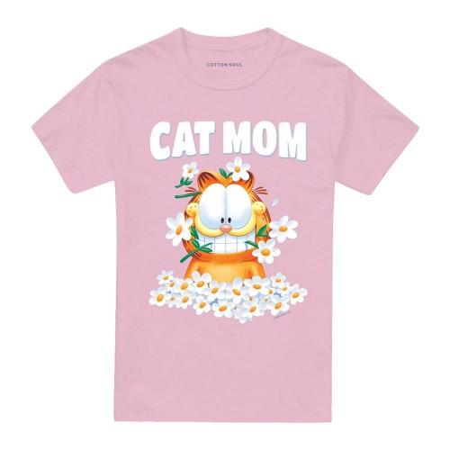 Унисекс Взрослая футболка Garfield 'Мама-кошка с цветами' ко Дню матери
