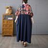 DIMANAF 2025 Летнее женское базовое платье больших размеров Винтажный цветочный принт Повседневное свободное комбинированное длинное платье