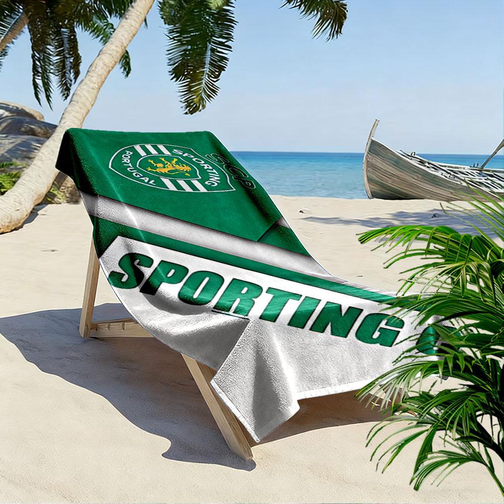 Giant Beach Blanket with Sporting CP Lisbon Football Crest, Quick Dry Microfiber, Soft Portable, for Beach Pool Travel
