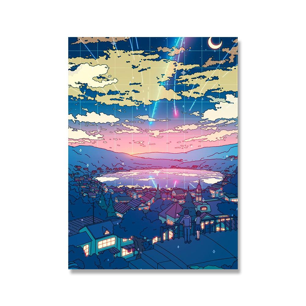 Горячий постер Seerlight, аниме постер, городское ночное украшение, художественный декор, живопись, домашний декор, Kawaii, декор комнаты, холст, постер