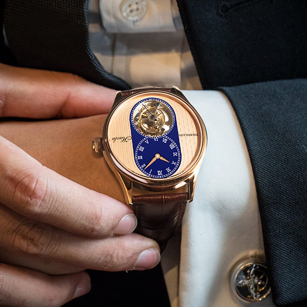 Механические часы HAOFA Tourbillon Watch 8 Dial Vintage Wood Grain Ультратонкое сапфировое стекло Ремешок из натуральной кожи Роскошный стильный сапфировое стекло