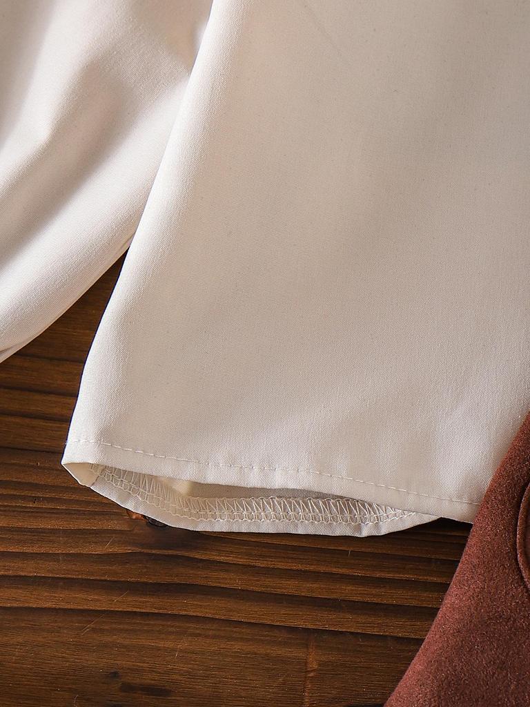 Новый европейский и американский наряд для девочек: Белый топ с длинным рукавом + платье