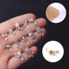 1Piece Fashion L Shaped Dangle Nose Studs Piercing 20G Stainless Steel Flower Moon Tassels Zircon Nostril Screw Piercing Zircon