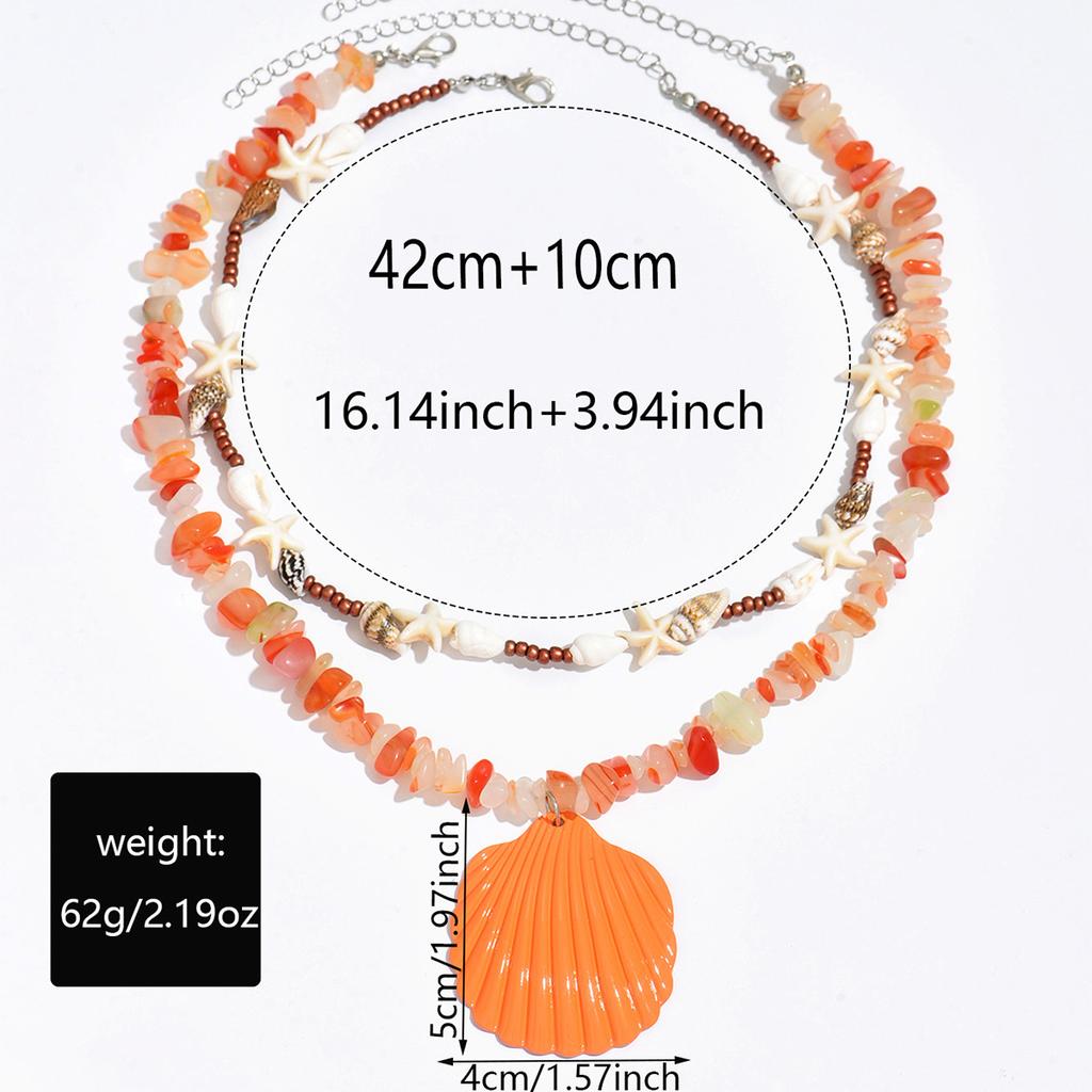 Ожерелье с подвеской в виде оранжевой морской звезды для женщин, богемный океанический стиль, ювелирное украшение из ракушек, подарок