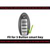 Silicone Rubber Key Fob Cover Compatible with Nissan Altima SR Armada SL Maxima Murano Pathfinder Rogue Titan Versa Sentra (5 Buttons)