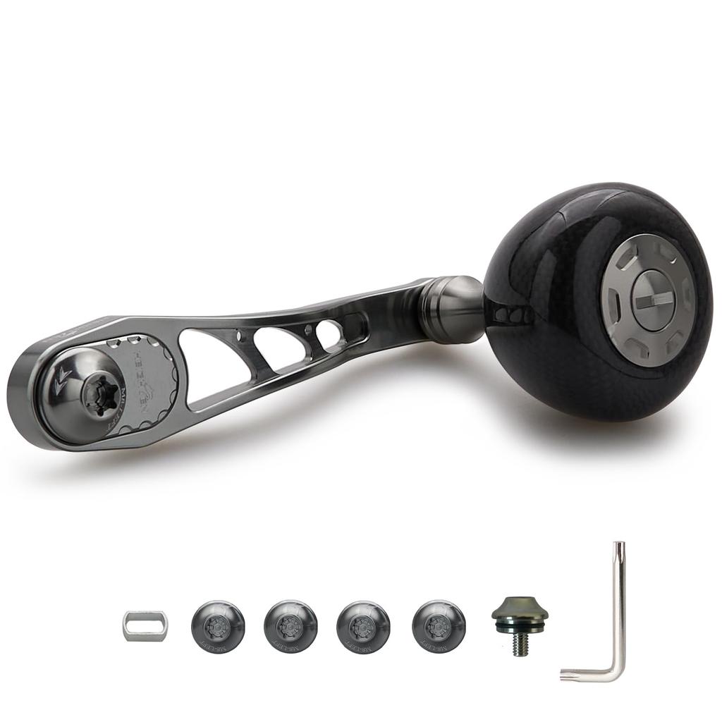 HEIGHTEN Adjustable Reel Handle with 36mm Carbon Handle Compatible with and Abu Baitcasting Arch Carbon Series 65/75mm Knob, Shimano, Daiwa, Reels,
