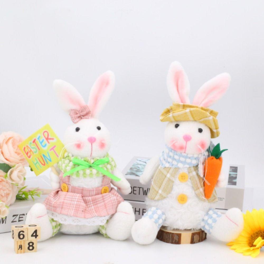 Creative Easter Rabbit Ornament Cute Doll Rabbit Figurine Decoration Party Scene Prop