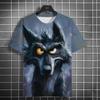 Fashion Men's Casual T-shirt 3D Printing Fun Animal Print Short Sleeve Street Fashion Wolf Fox Print Round Neck Top