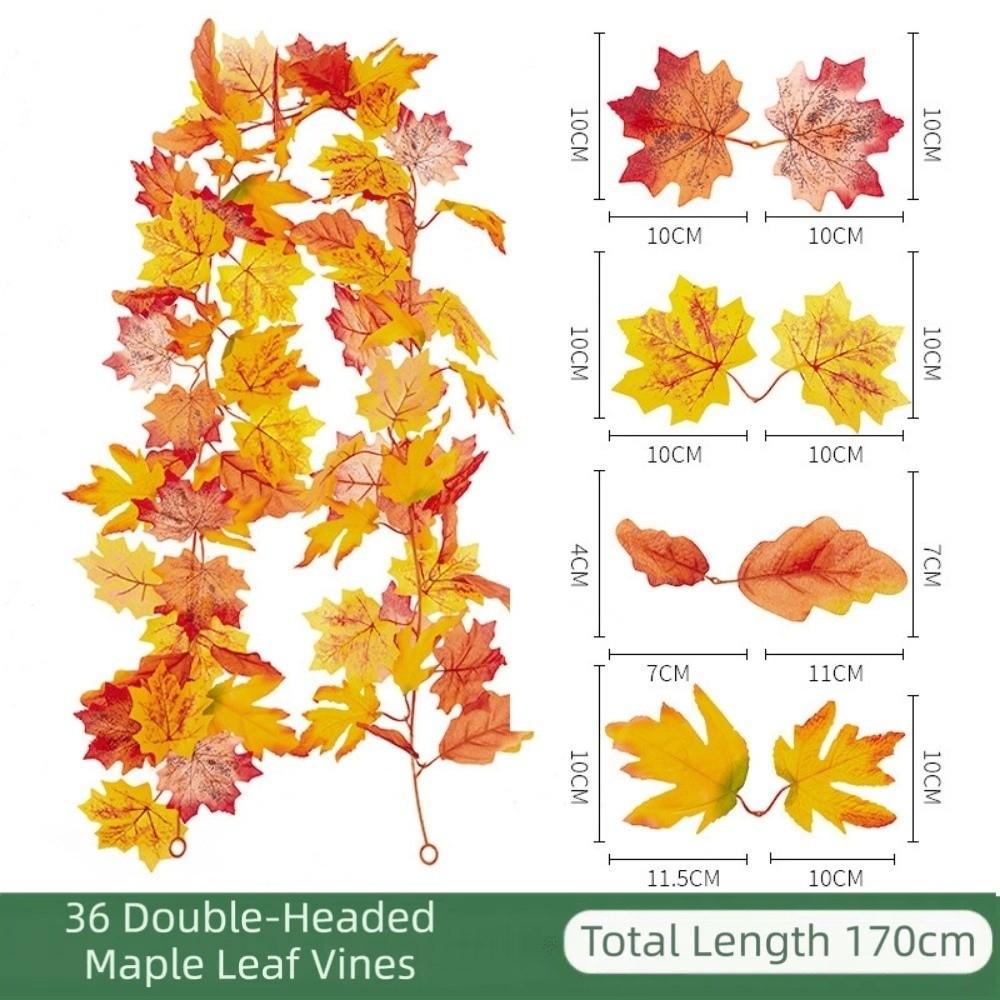 1.7m Red Autumn Maple Leaves Creative Fake Autumn Vines Maple Leaf Plant Decoration Fall Decor