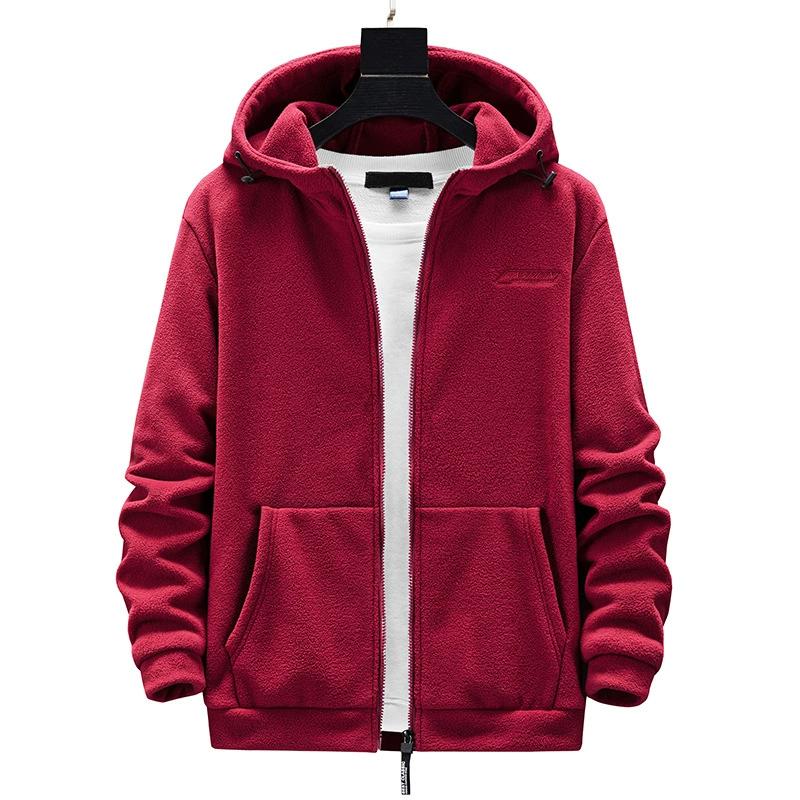 Men's Fleece Jacket, Outdoor Plus Fat Plus Plus Size, Spring and Autumn Fleece Cardigan, Hooded Sweatshirt, Outer