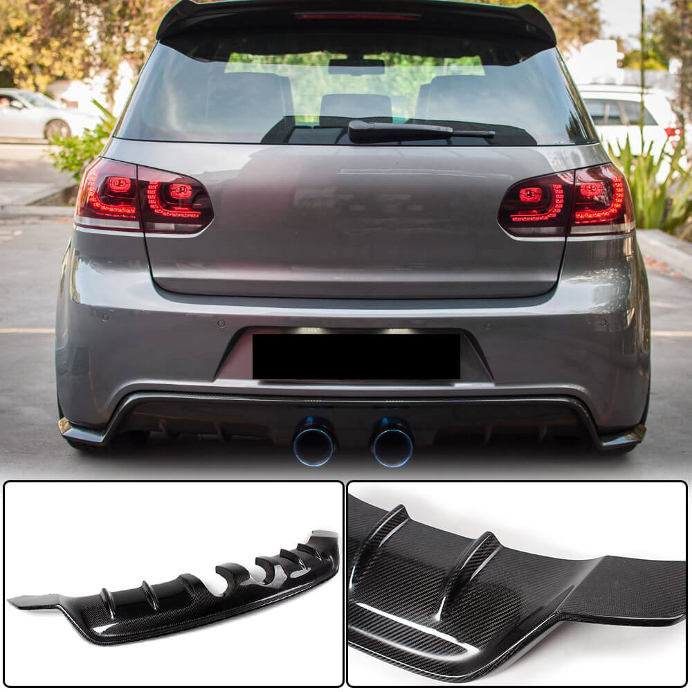 Диффузор заднего бампера V1 (для R/R20 HB 2010-2013, Карбон) для Volkswagen Golf 6