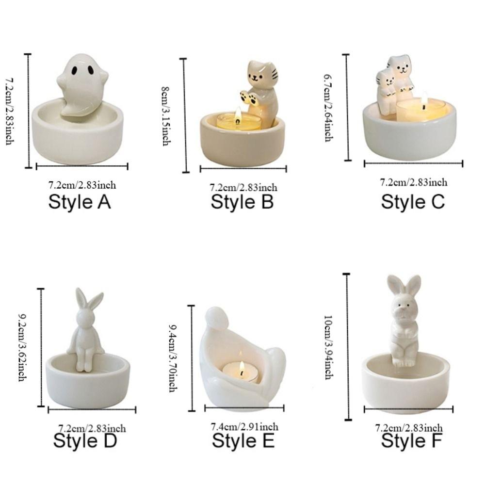 Nordic Style Cartoon Animal Candle Holder Ceramic Tealight Holder INS Desktop Candelabrum  Holiday